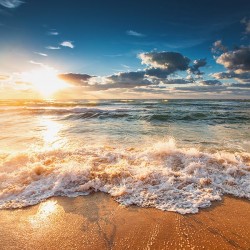 Zachód słońca nad morzem - Nowoczesny obraz na płótnie
