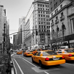 Zółte taksówki w Nowym Jorku - Nowoczesny obraz drukowany na płótnie