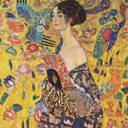 Gustav Klimt Lady with fan - Reprodukcja obrazu wydrukowana na płótnie