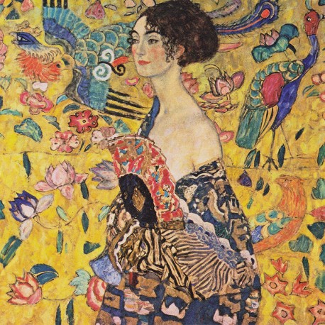 Gustav Klimt Lady with fan - Reprodukcja obraz na płótnie
