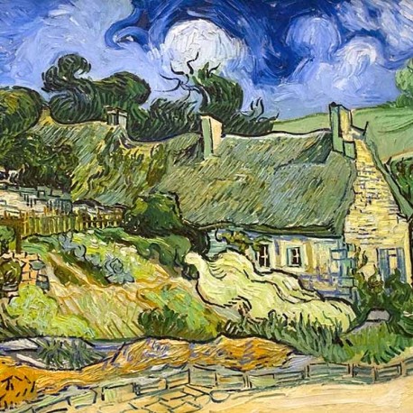 Thatched Cottages at Cordeville, Vincent van Gogh - Reprodukcja obrazu na płótnie