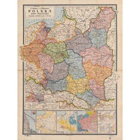 Przedwojenna mapa Polski - Reprodukcja, obraz na płótnie
