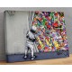 Banksy Behind the Curtain - Nowoczesny obraz na płótnie, Plakat samoprzylepny, Tryptyk