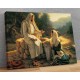Jezus i Samarytanka, Religijny obraz na płótnie, Plakat samoprzylepny, Tryptyk