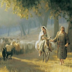 Józef i Maryja w drodze do Betlejem, Obraz religijny na płótnie, Plakat