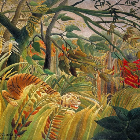 Tygrys podczas burzy tropikalnej Henri Rousseau, Obraz na płótnie, Reprodukcja, Plakat
