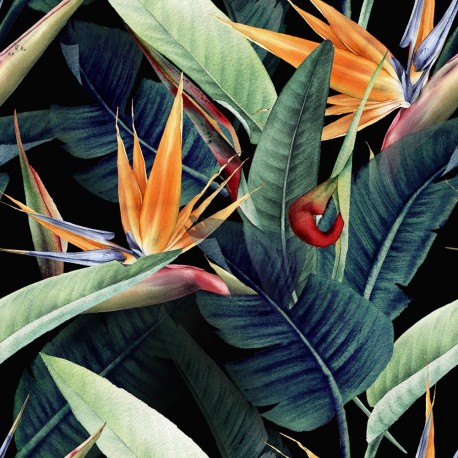 Tropikalne liście i kwiaty, Obraz na płótnie z kwiatami, Plakat, Tryptyk