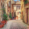 Malownicza uliczka w miasteczku Pienza w Toskanii