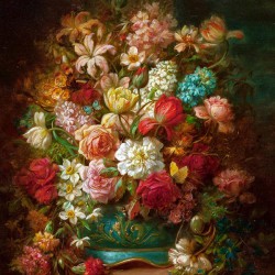 Hans Zatzka - kolorowe kwiaty, reprodukcja obrazu na płótnie